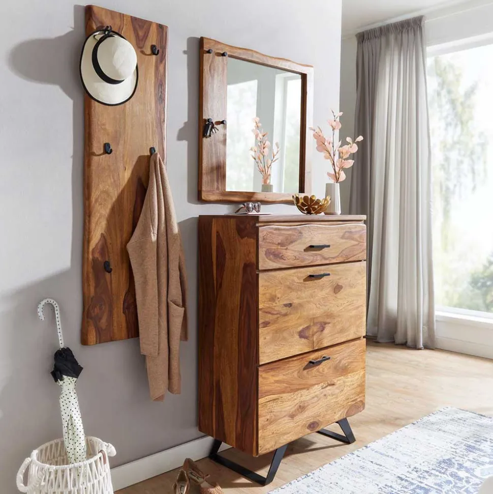 Garderobenpaneel massiv im rustikalen Stil - Elmin