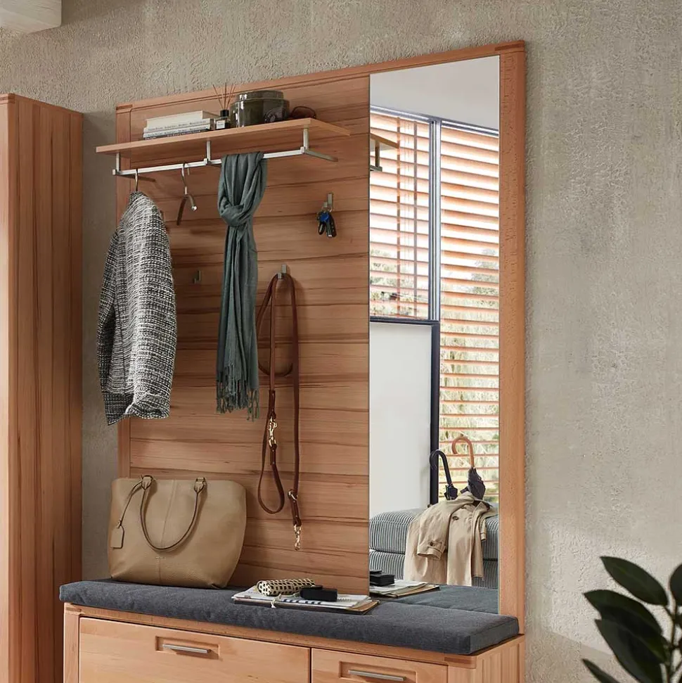 Garderobenpaneel mit Spiegel in Kernbuche - Viktorion