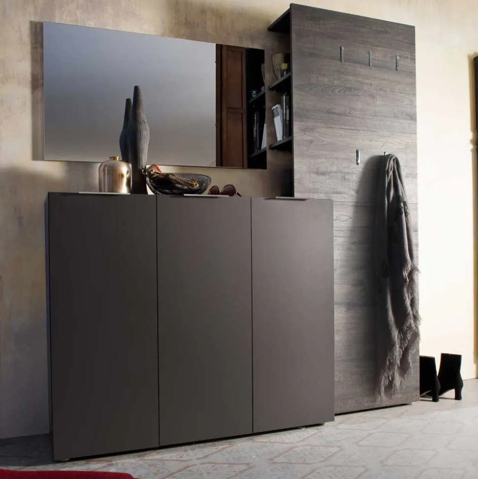 Garderobenset Badija in Anthrazit Wenge Braun (dreiteilig)