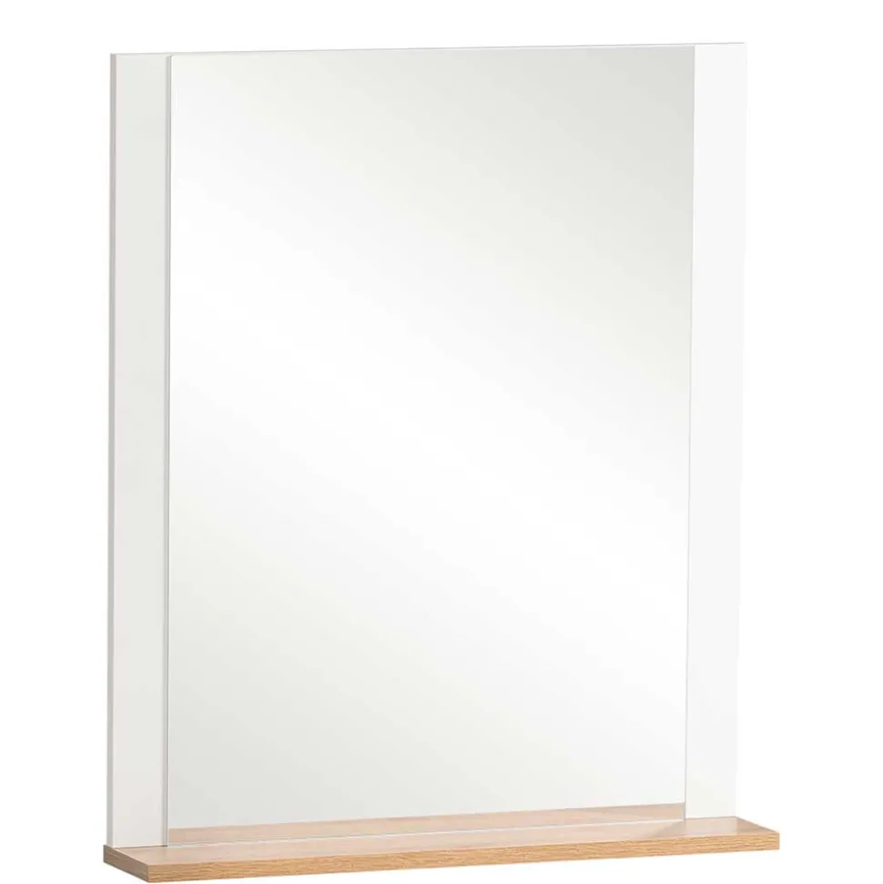 Garderobenspiegel mit Ablage in Weiß & Eiche - Goliat