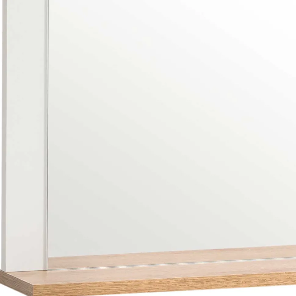 Garderobenspiegel mit Ablage in Weiß & Eiche - Goliat