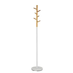 Garderobenständer in Weiß & Natur Airo mit Bambus