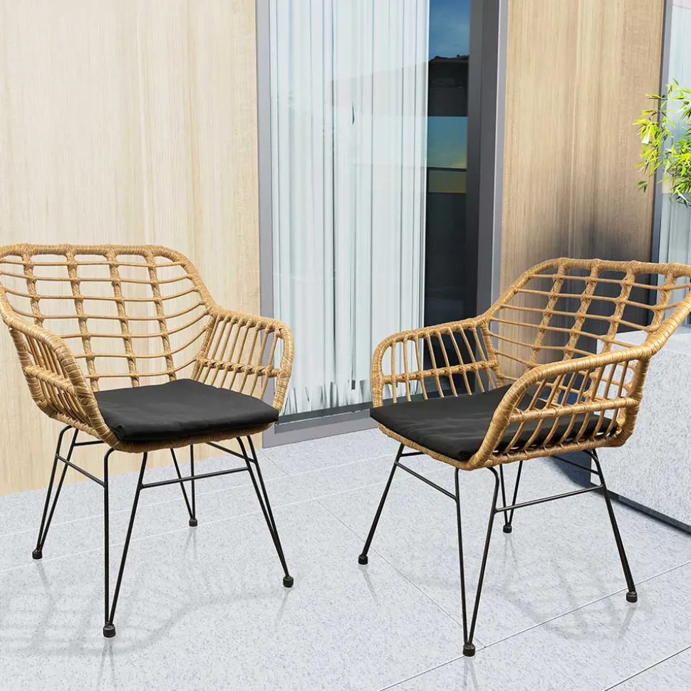 Garten Armlehnstühle aus Kunstrattan - Kolage (2er Set)