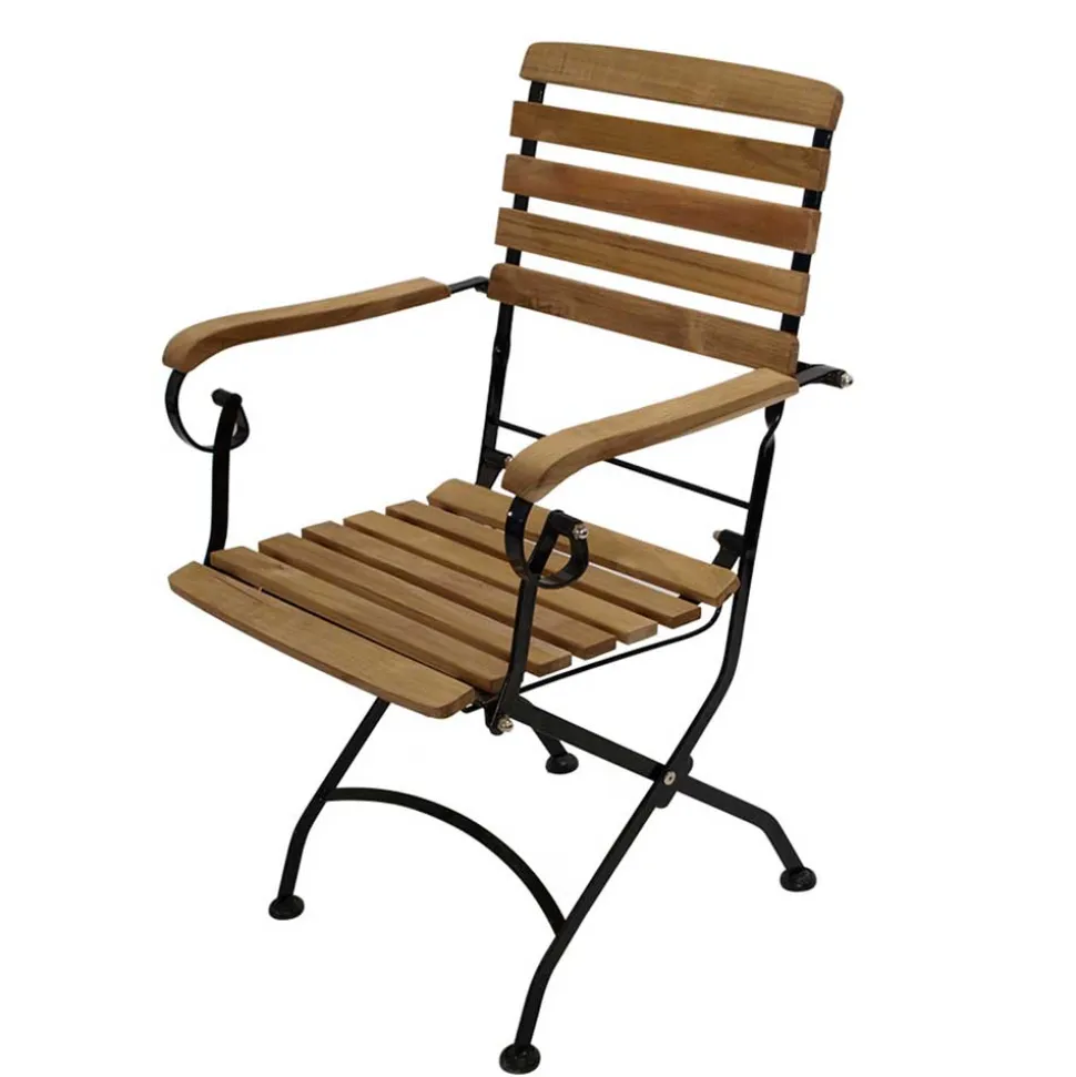 Garten Armlehnstuhl Amyos aus Teak Holz & Stahl (2er Set)