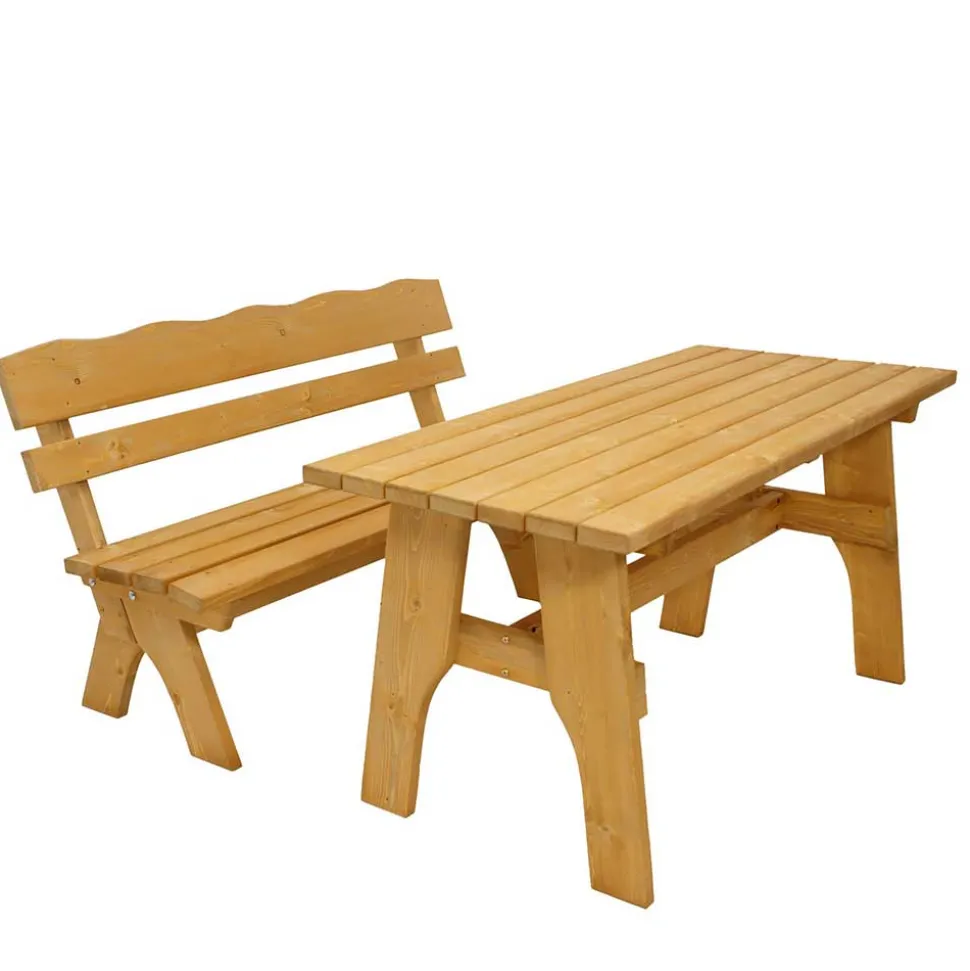 Garten Holzbank mit Lehne & Tisch - Luxuria (zweiteilig)