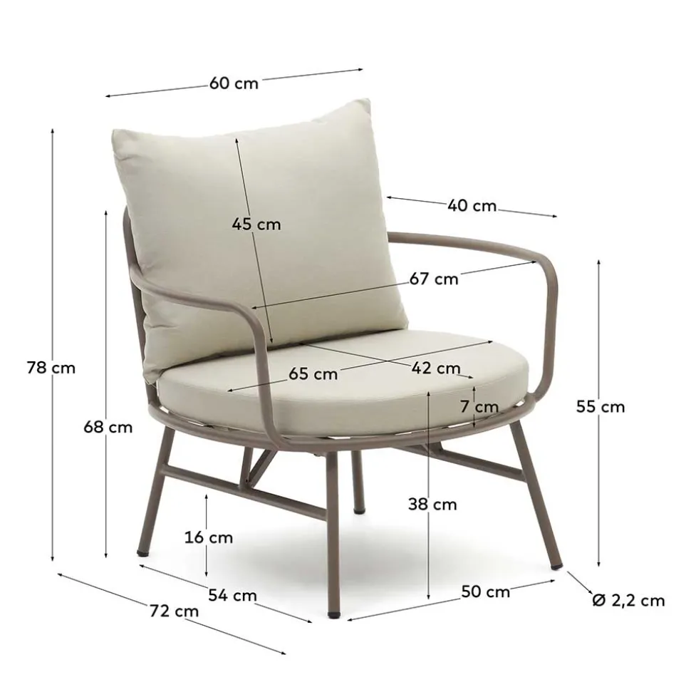 Garten Lounge-Sessel in Flieder aus Metall - Azalao