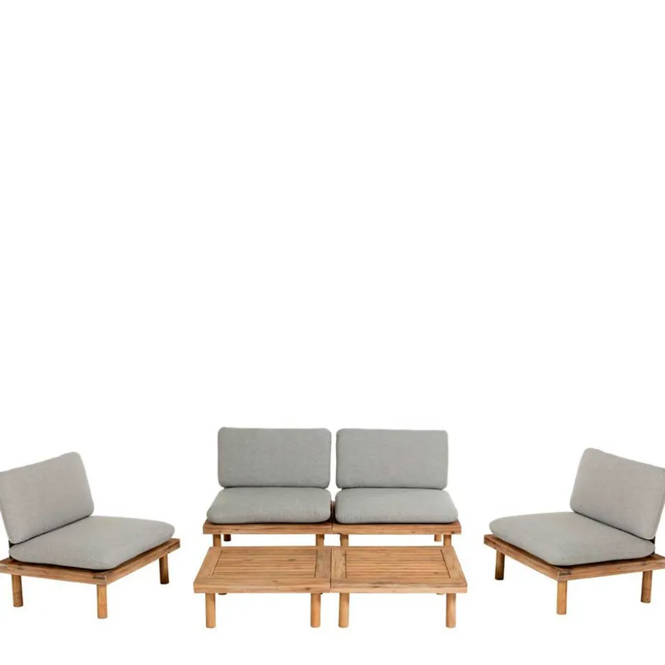 Garten Sitzgruppe aus Akazie massiv - Emeziano (fünfteilig)