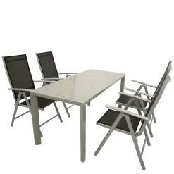 Garten Tischgruppe in Silbergrau - Pratina (fünfteilig)