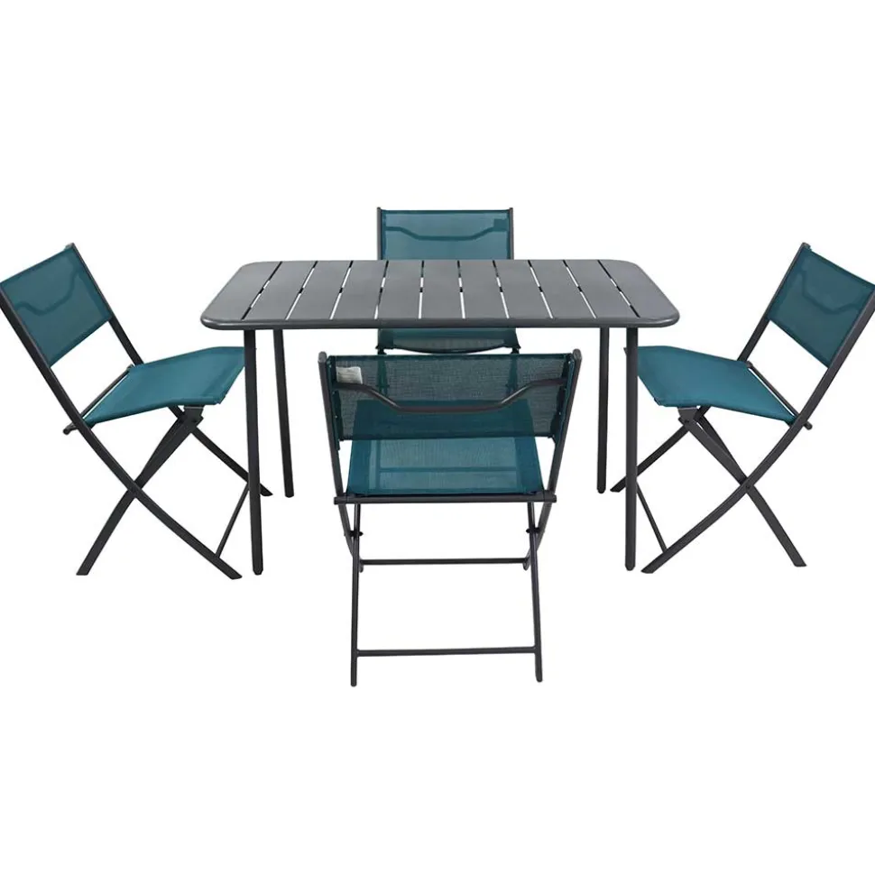 Garten Tischgruppe in Türkis und Schwarz - Ariet (fünfteilig)