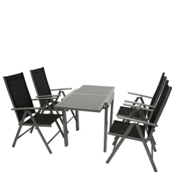 Garten Tischgruppe mit Klappstühlen - Arno (fünfteilig)