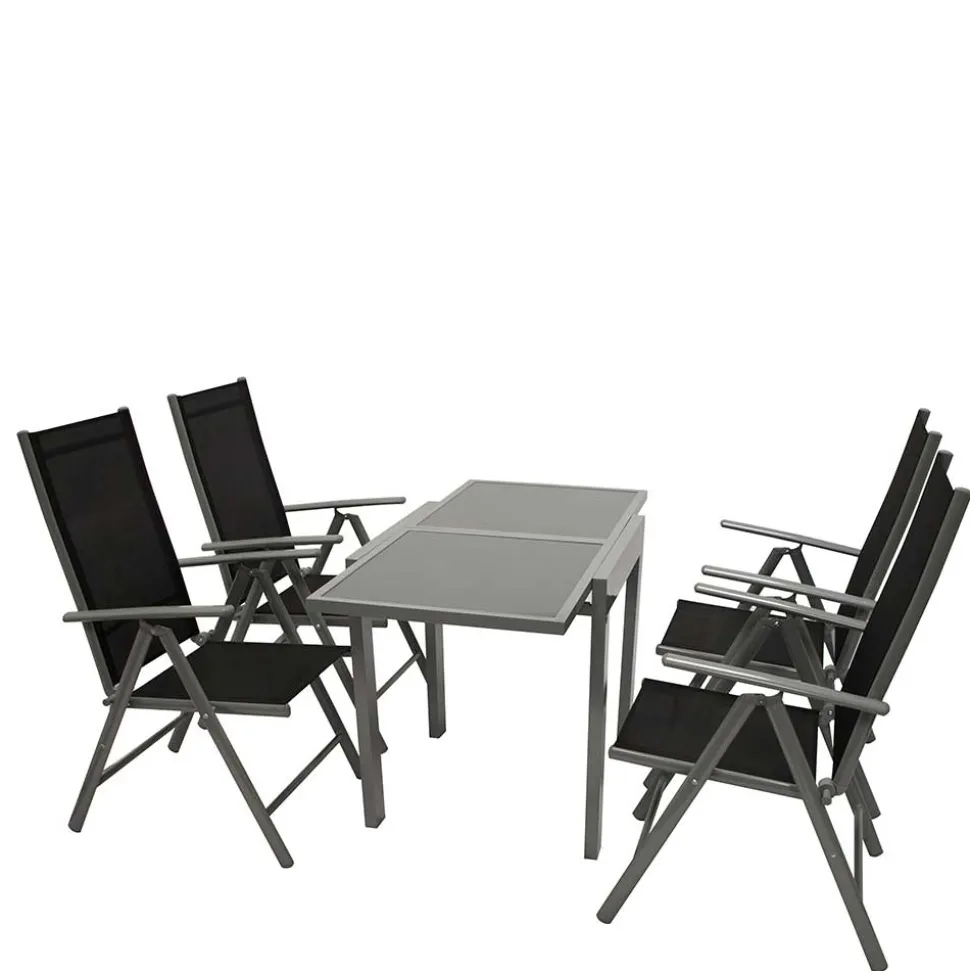 Garten Tischgruppe mit Klappstühlen - Arno (fünfteilig)