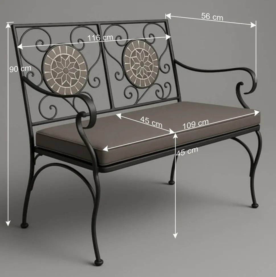 Gartenbank mit Mosaik aus Keramik - Tasmania