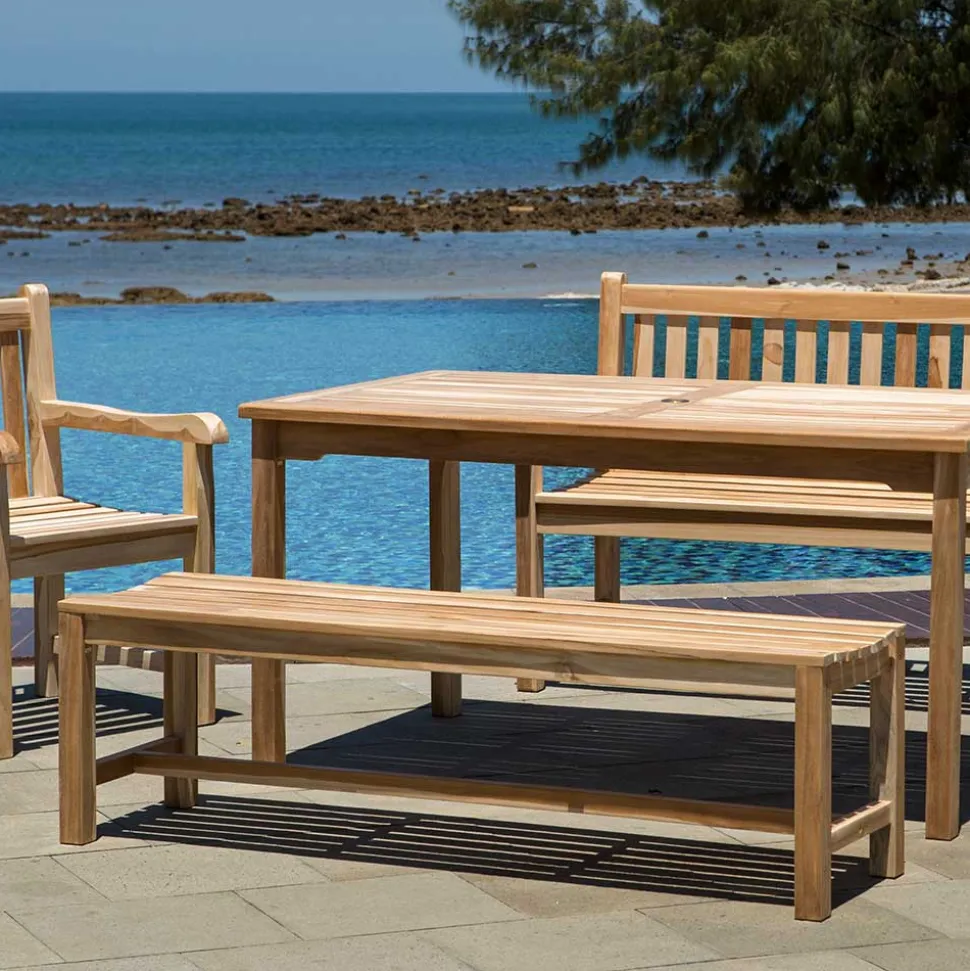 Gartenbank ohne Rückenlehne aus Teak Massivholz - Klahuma