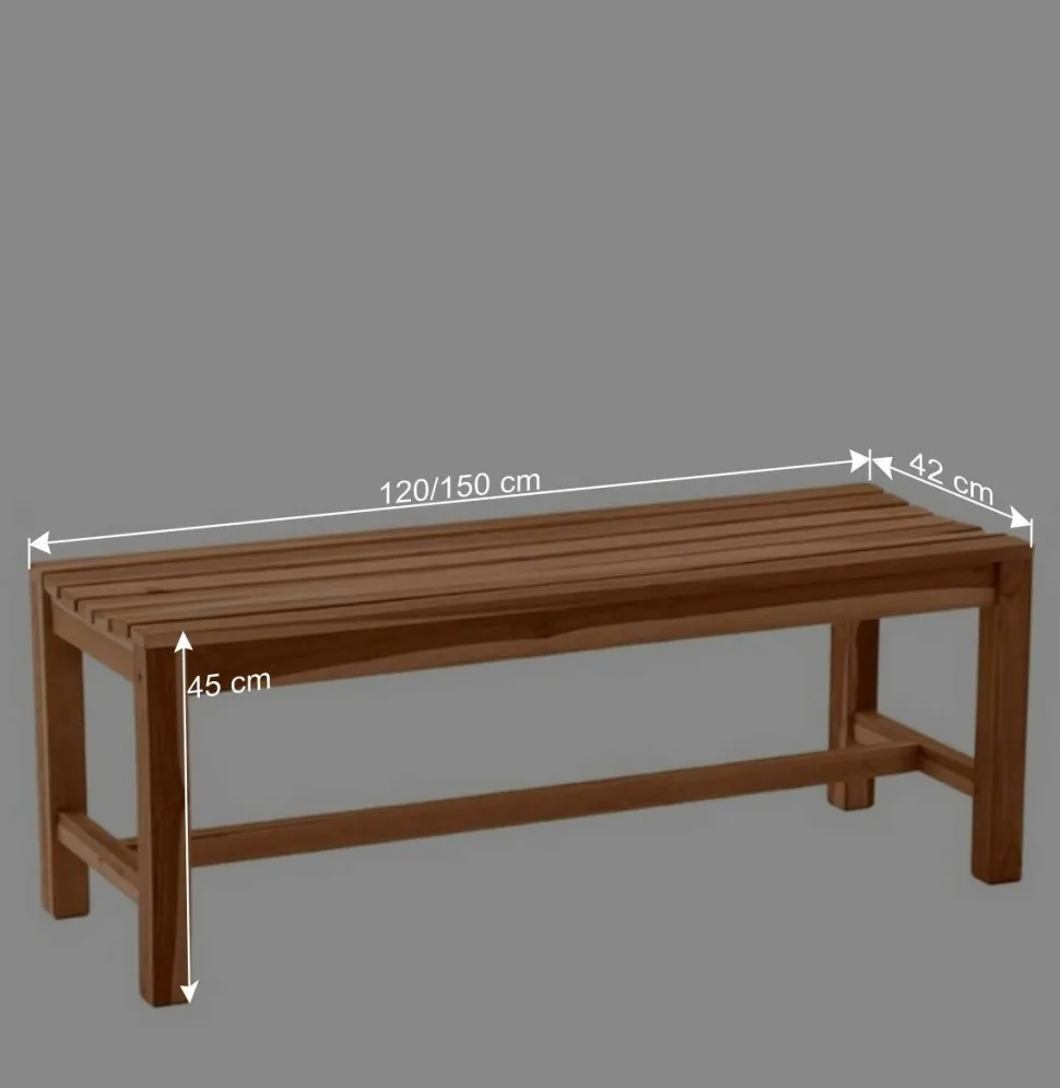 Gartenbank ohne Rückenlehne aus Teak Massivholz - Klahuma