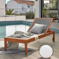 Gartenliege auf Rollen aus Eukalyptusholz - Promo