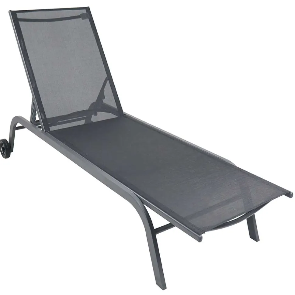 Gartenliege mit Rollen in Schwarz - Asprecca