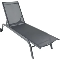 Gartenliege mit Rollen in Schwarz - Asprecca