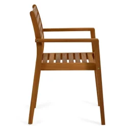 Gartenstuhl mit Armlehnen aus Holz - Tefano (2er Set)