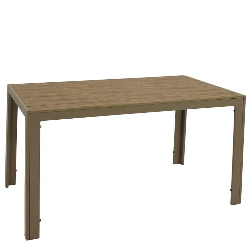 Gartentisch aus Kunststoff Holzoptik Braun - Ruberta