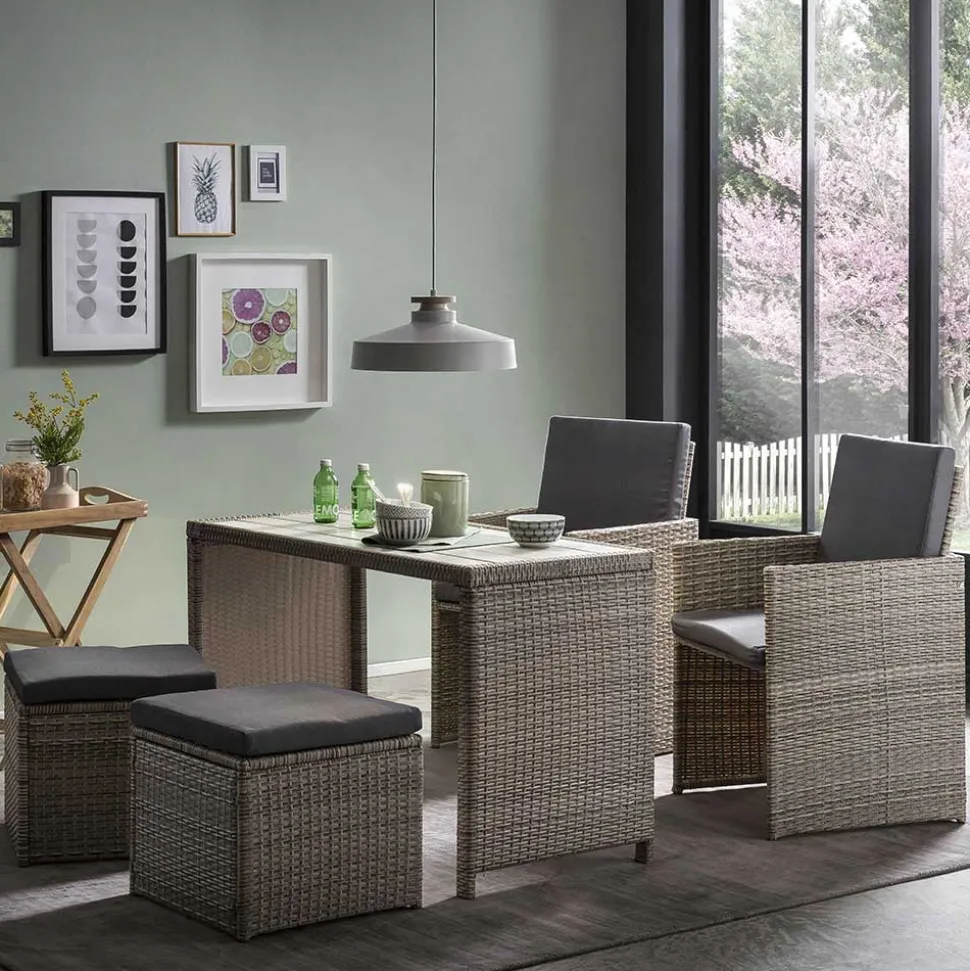 Gartentisch Gruppe aus Polyrattan - Hongkong (fünfteilig)