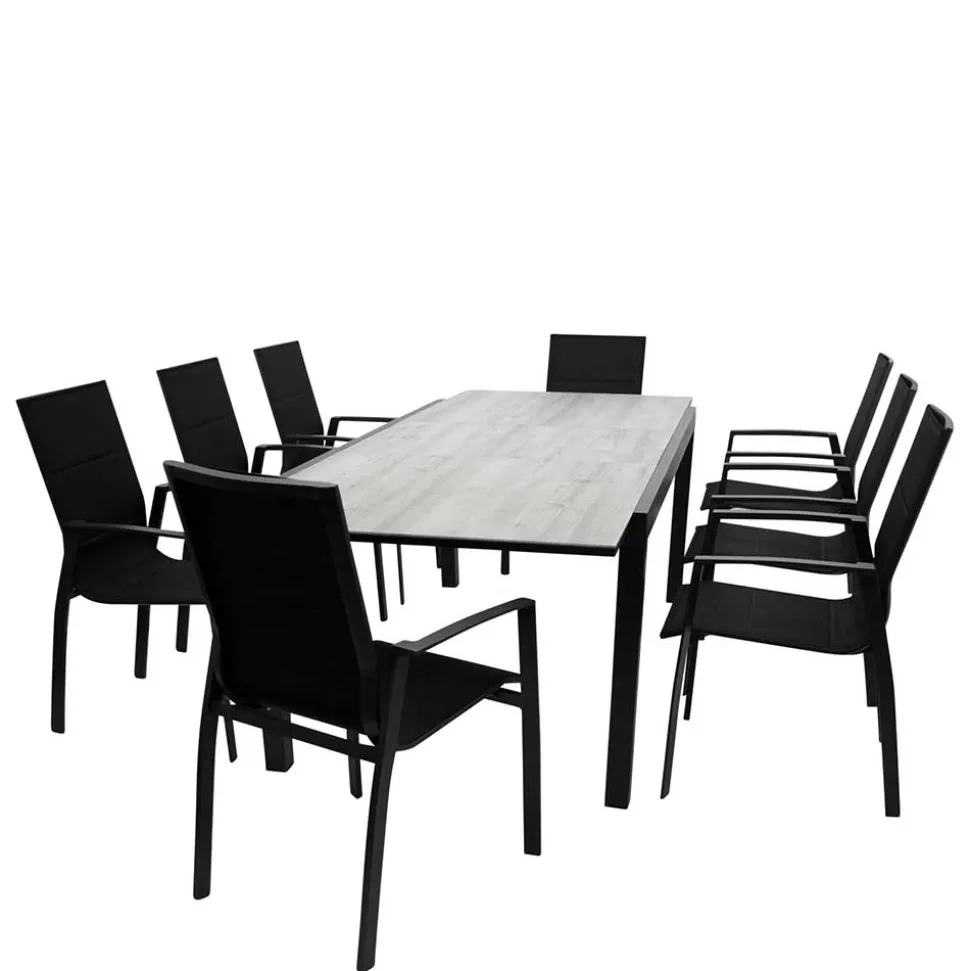 Gartentisch und acht Armlehnenstühle - Facheto (neunteilig)