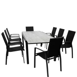 Gartentisch und acht Armlehnenstühle - Facheto (neunteilig)