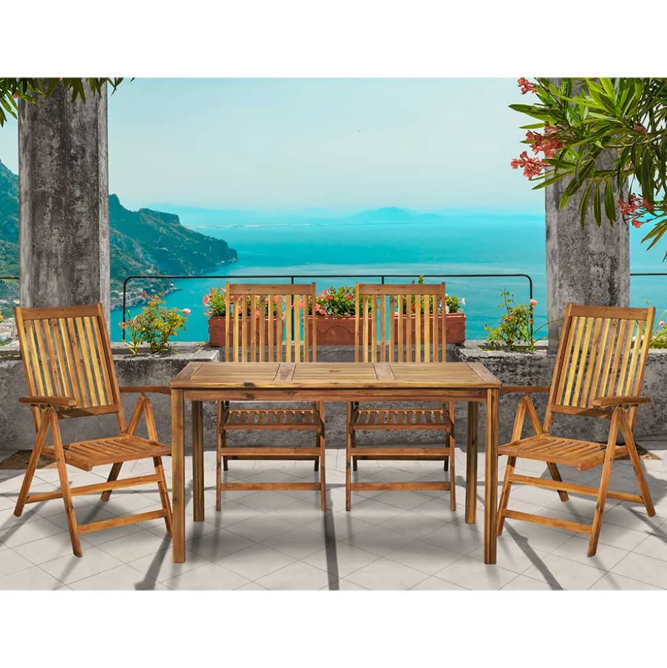 Gartentisch und vier Klappstühle - Antigrus (fünfteilig)