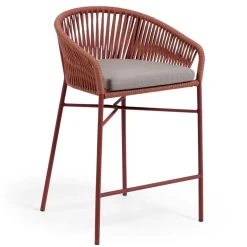 Geflecht Barstühle in Dunkelrot - Lejavra (4er Set)