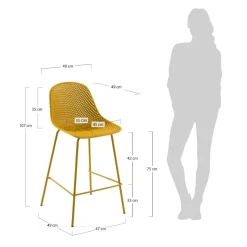 Gelber Barstuhl mit 75 cm Sitzhöhe - Yalaz (4er Set)
