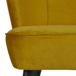 Gelbes Samt Sofa Mid Century Ramia mit Holzbeinen in Schwarz