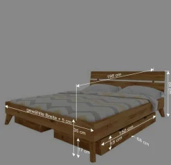 Geöltes Wildeiche Bettgestell mit 190cm Länge - Eavy