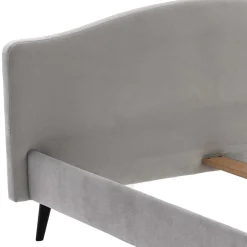 Gemütliches Velours Bett in Hellgrau - Colinax