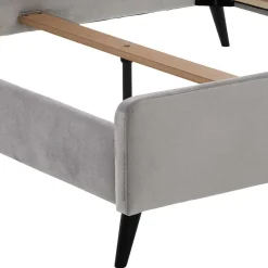 Gemütliches Velours Bett in Hellgrau - Colinax