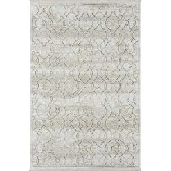 Gemusterter Kurzflor Teppich hell - Ladoria