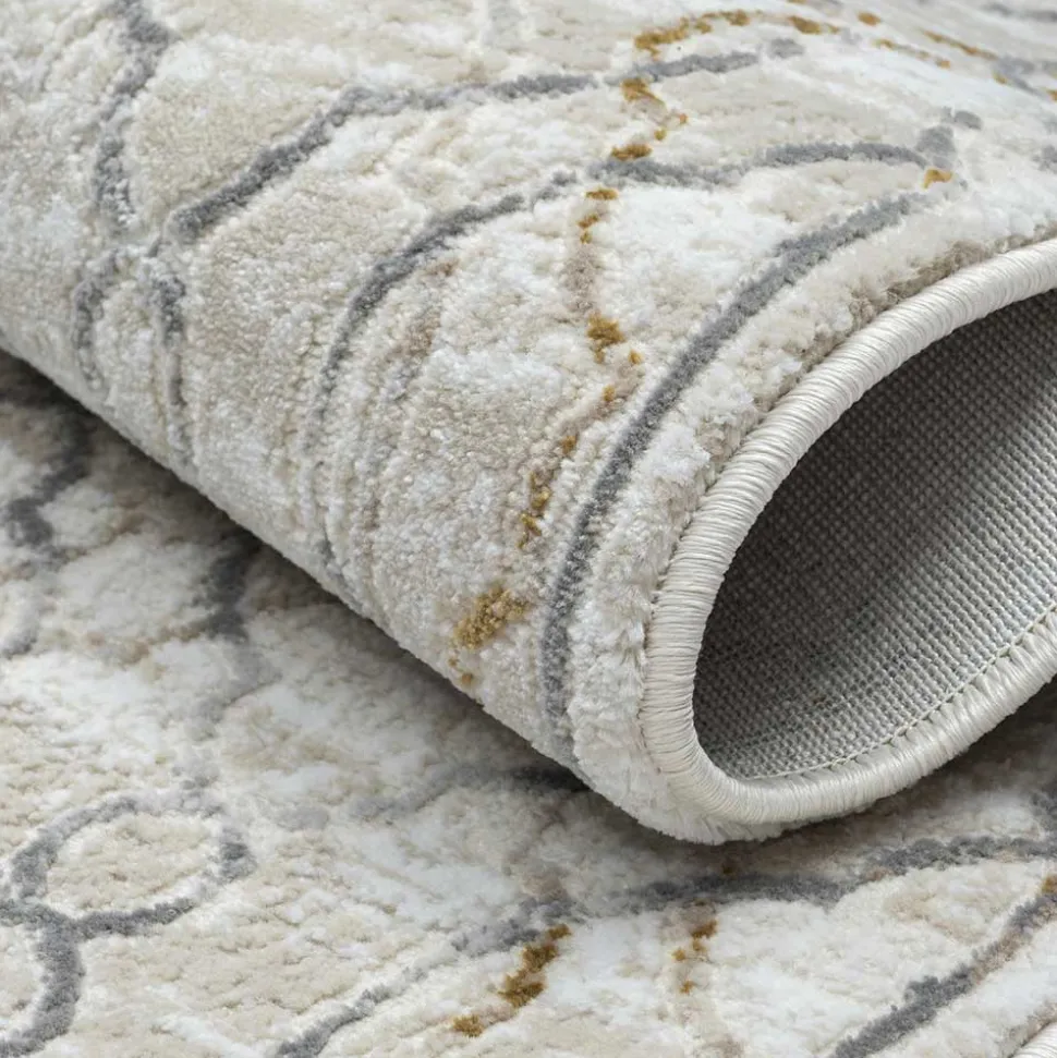 Gemusterter Kurzflor Teppich hell - Ladoria