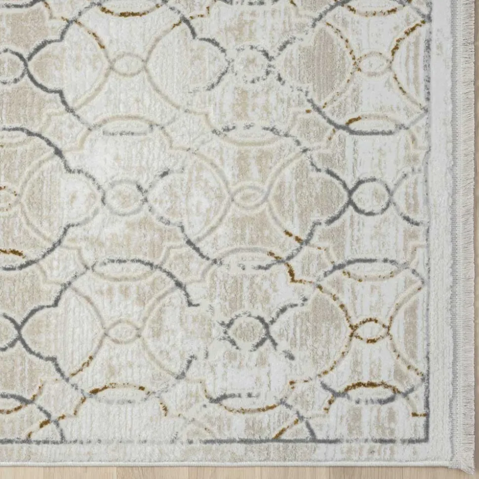 Gemusterter Kurzflor Teppich hell - Ladoria