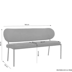 Gepolsterte Esstischbank in Dunkelgrau - Julisk
