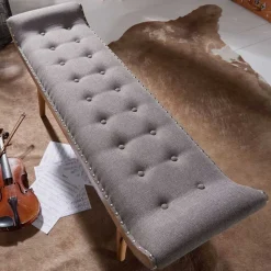 Gepolsterte Sitzbank in Grau Stoffbezug - Dattilon