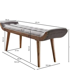 Gepolsterte Sitzbank in Grau Stoffbezug - Dattilon