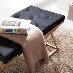 Gepolsterte Sitzbank in Schwarz Samt - Didesco