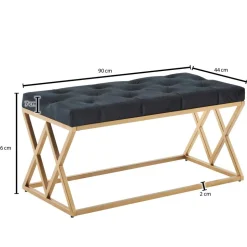 Gepolsterte Sitzbank in Schwarz Samt - Didesco