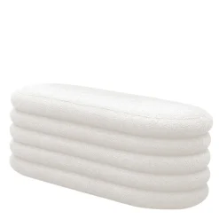 Gepolsterte Truhenbank aus Boucle in Weiß - Duben