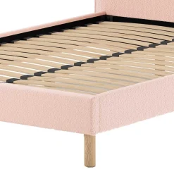 Gepolstertes Bett mit Boucle Bezug in Rosa - Skylab