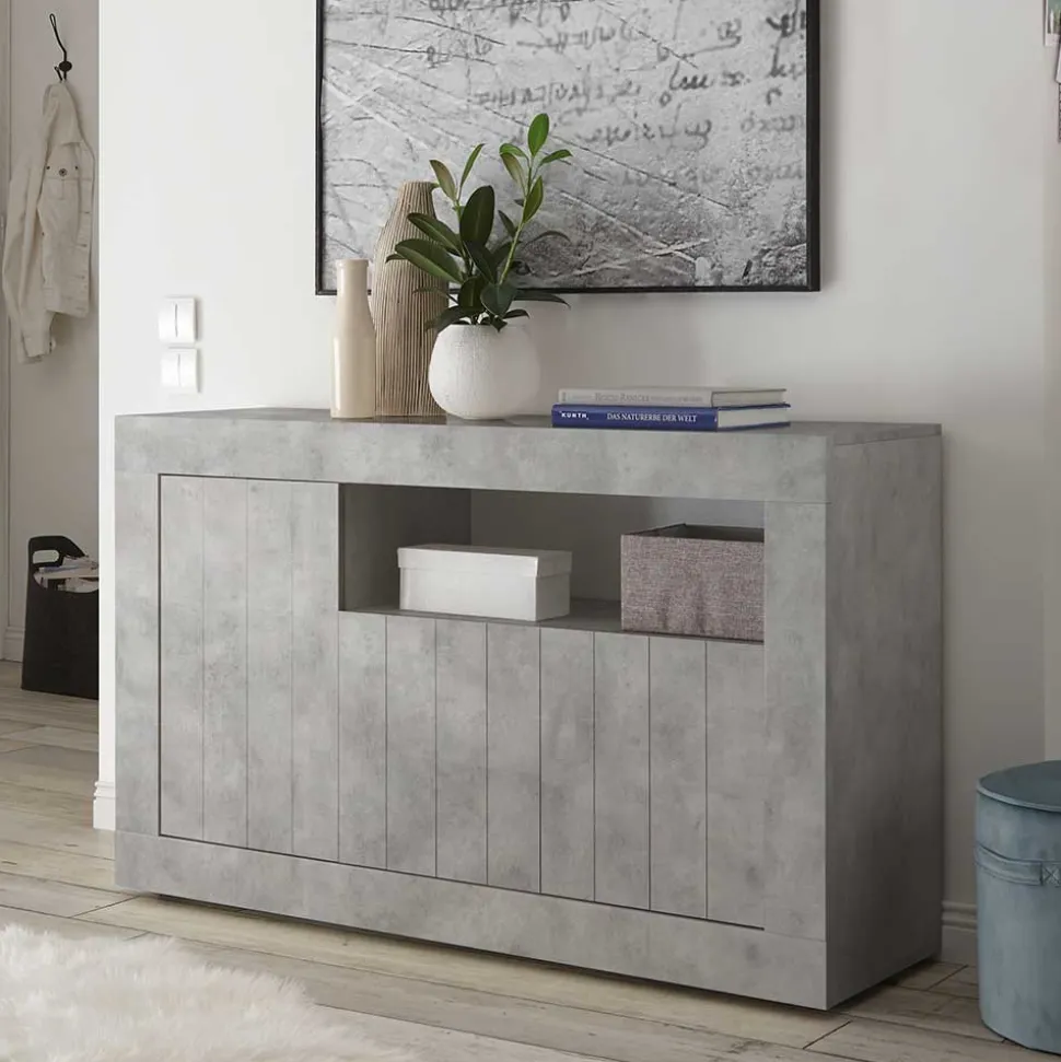 Geradlinige Kommode in Beton Nachbildung - Korlin