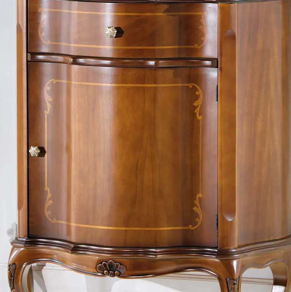 Gerundete Kommode im Barock Stil Dentro mit Nussbaum Furnier