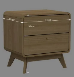 Gerundete Nachtkommode in Eiche Optik - Irons