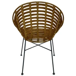 Gerundeter Designstuhl aus Rattan Geflecht Natur - Makan