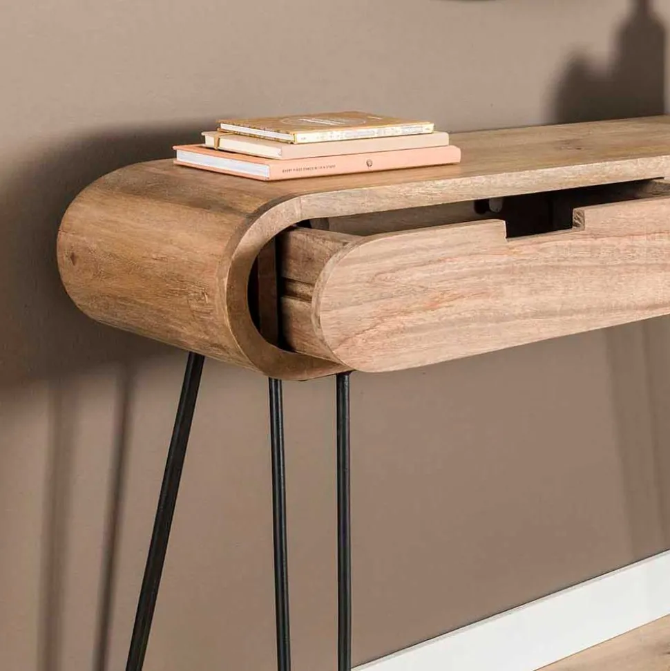 Gerundeter Konsolentisch mit Haarnadel Beinen - Vioriga