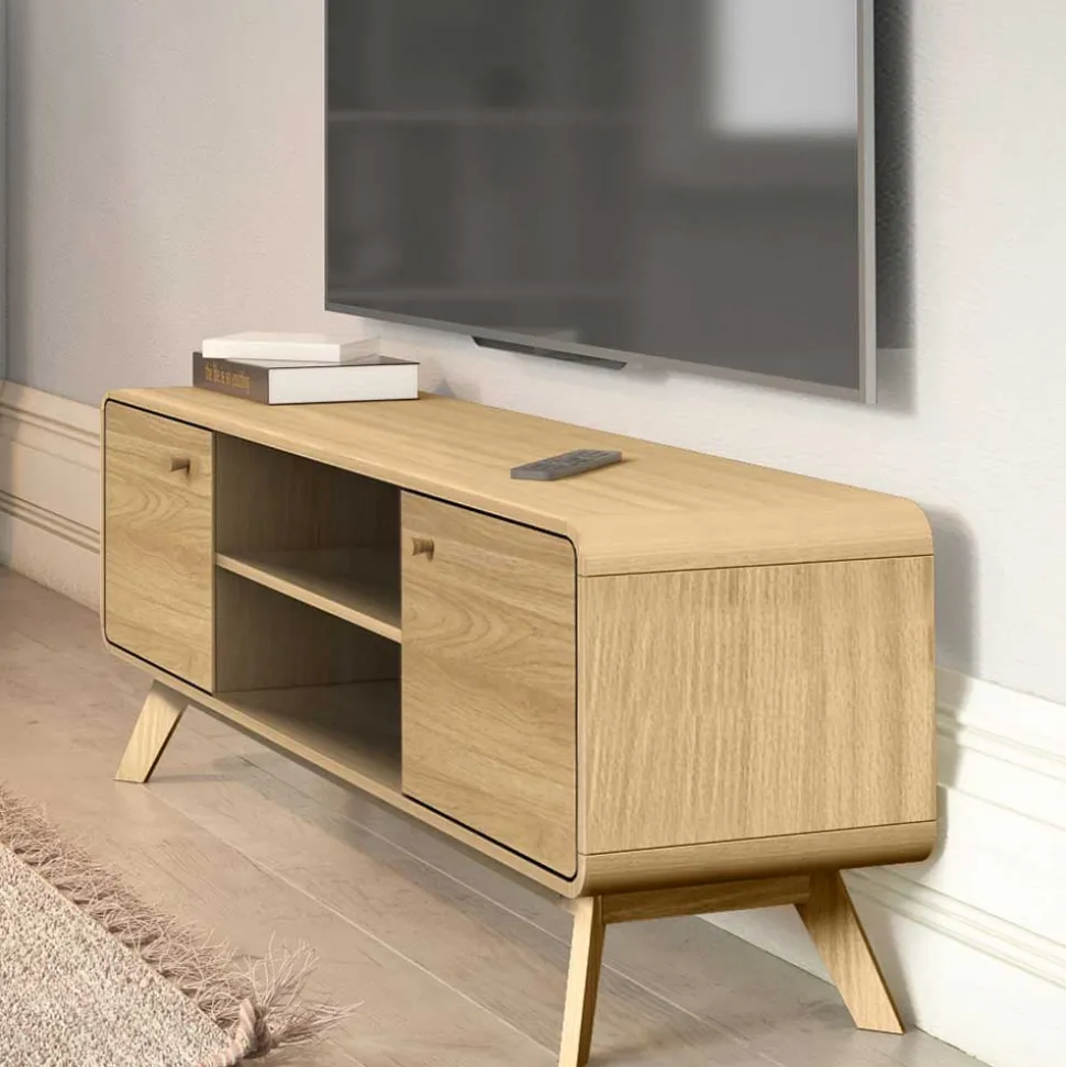 Gerundetes Lowboard in Eiche Optik - Alcuam