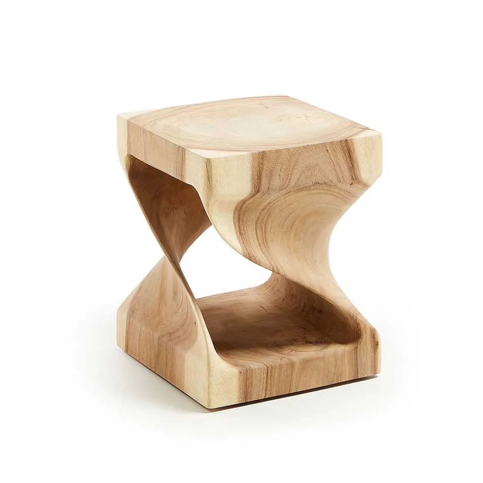Geschnitzter Design Beistelltisch aus Massivholz - Lavista